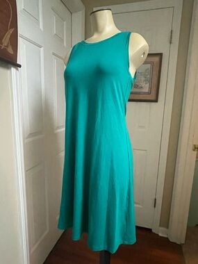 LOFT Teal Sleeveless Swing Midi Dress